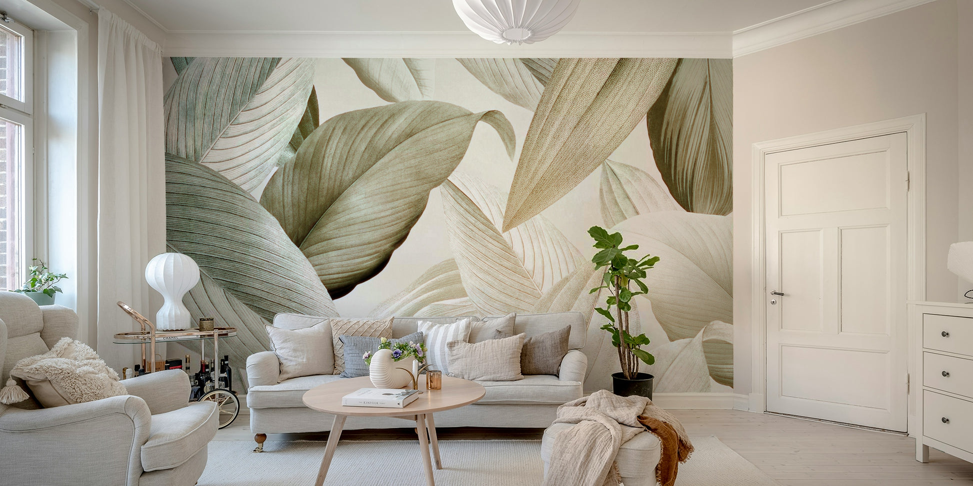 Peel and stick Whispering Leaves mural for serene spaces

