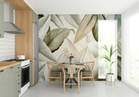 Whispering Leaves wall mural with delicate green leaves

