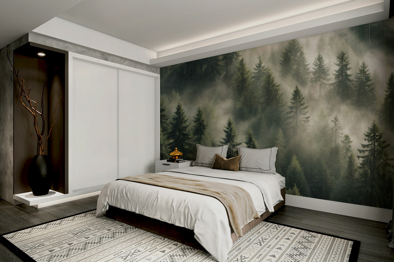 Whispering pines wall mural design

