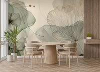 Whispering Sage Blossoms Wall Mural providing a soft backdrop for a nursery room.