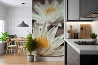 Shadowy out-of-focus background featured in Whispering White Lilies scenic print.