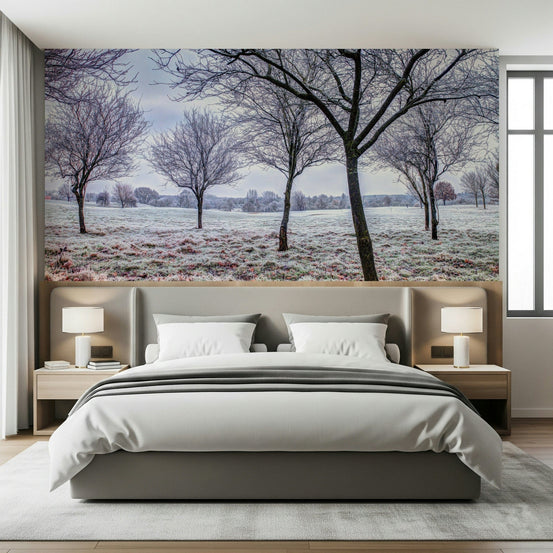 Pale light, cold season image, artwork, peel and stick wallpaper.