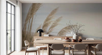 Coastal Pampas wall mural suits a Dining room with soft beige shoreline tones