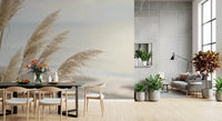 Soft Pampas wall mural pairs with a Living and dining room in sandy beige shades