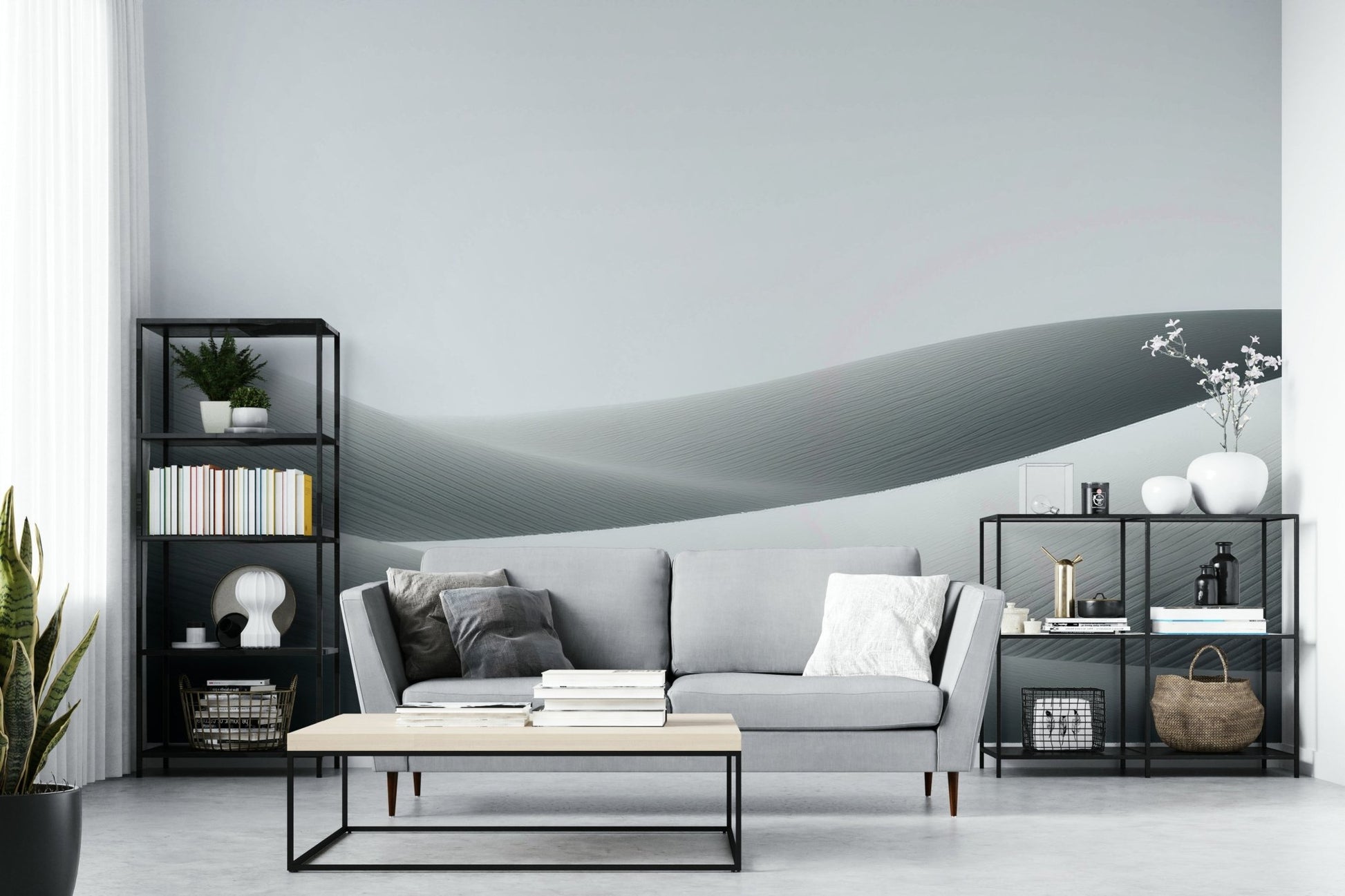 Beige and ivory textured mural with desert inspiration

