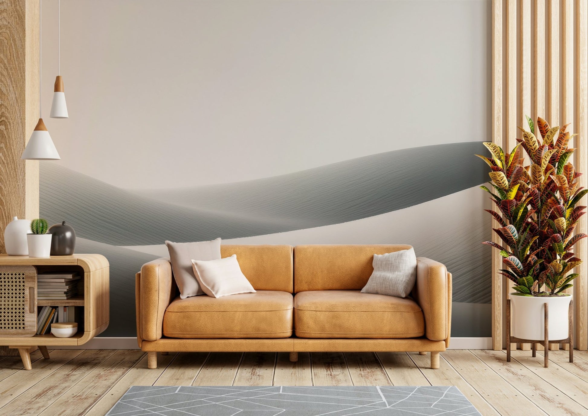 Earth-toned mural with abstract sand formations

