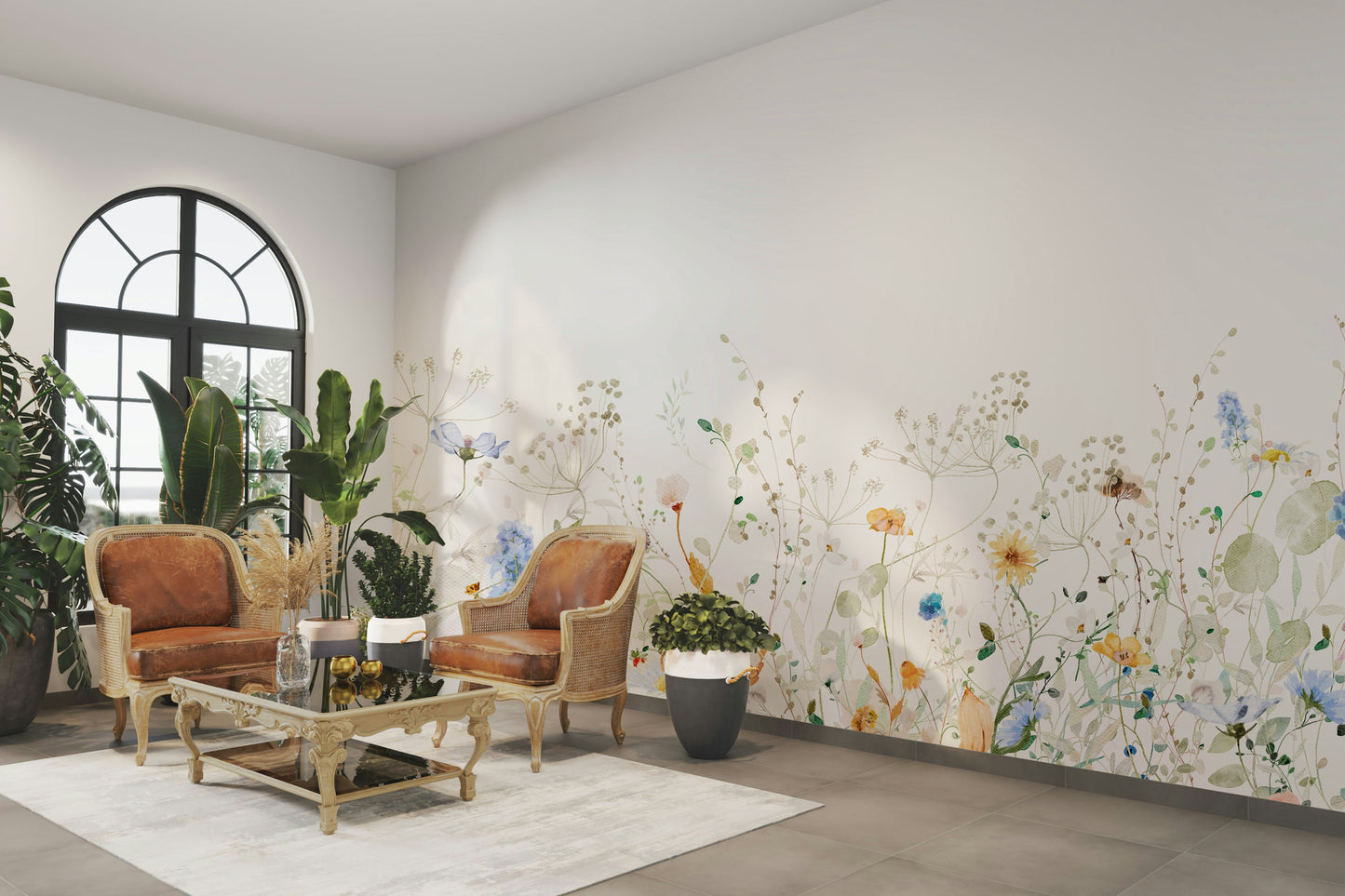 Nursery wildflower mural wallpaper

