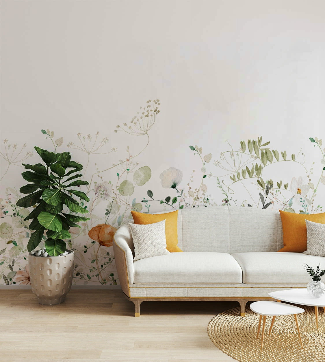 Nursery soft floral wallpaper

