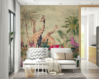 Warm grassland mural design

