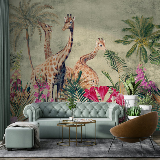 Living room savannah mural

