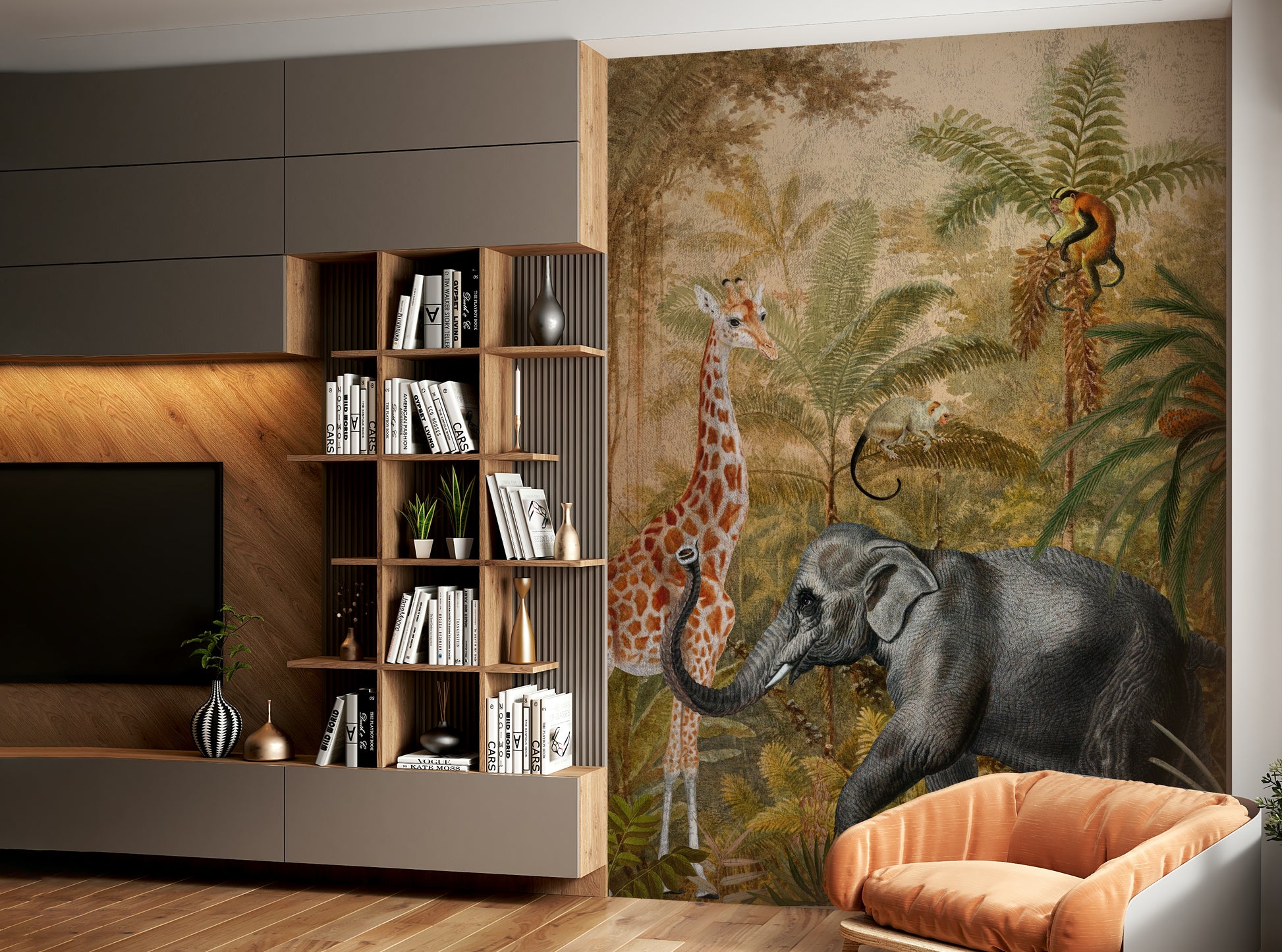 Light and airy flower mural

