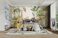 Nature-inspired wall mural with trees

