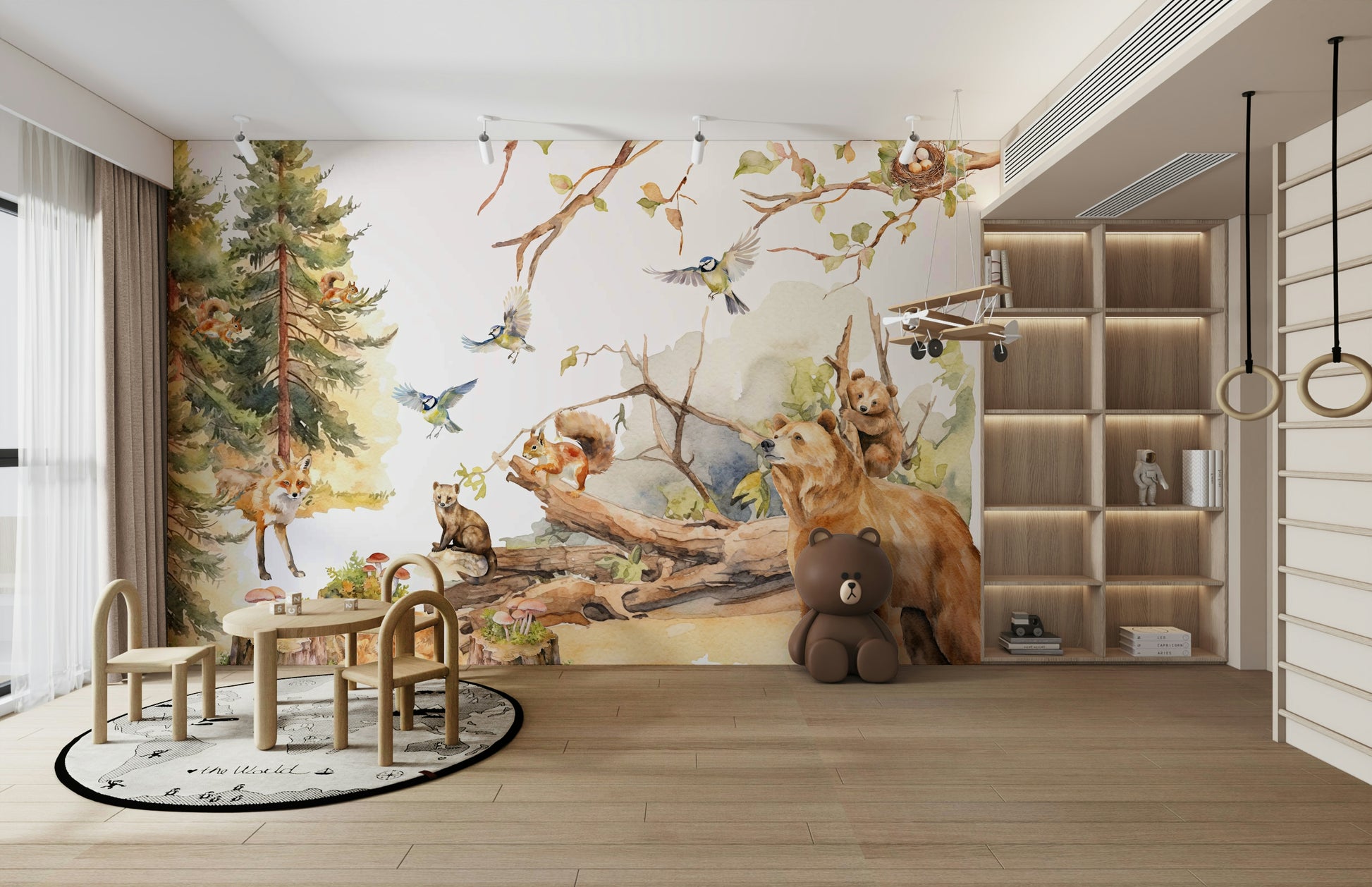 Hand-painted wildwood wallpaper for walls

