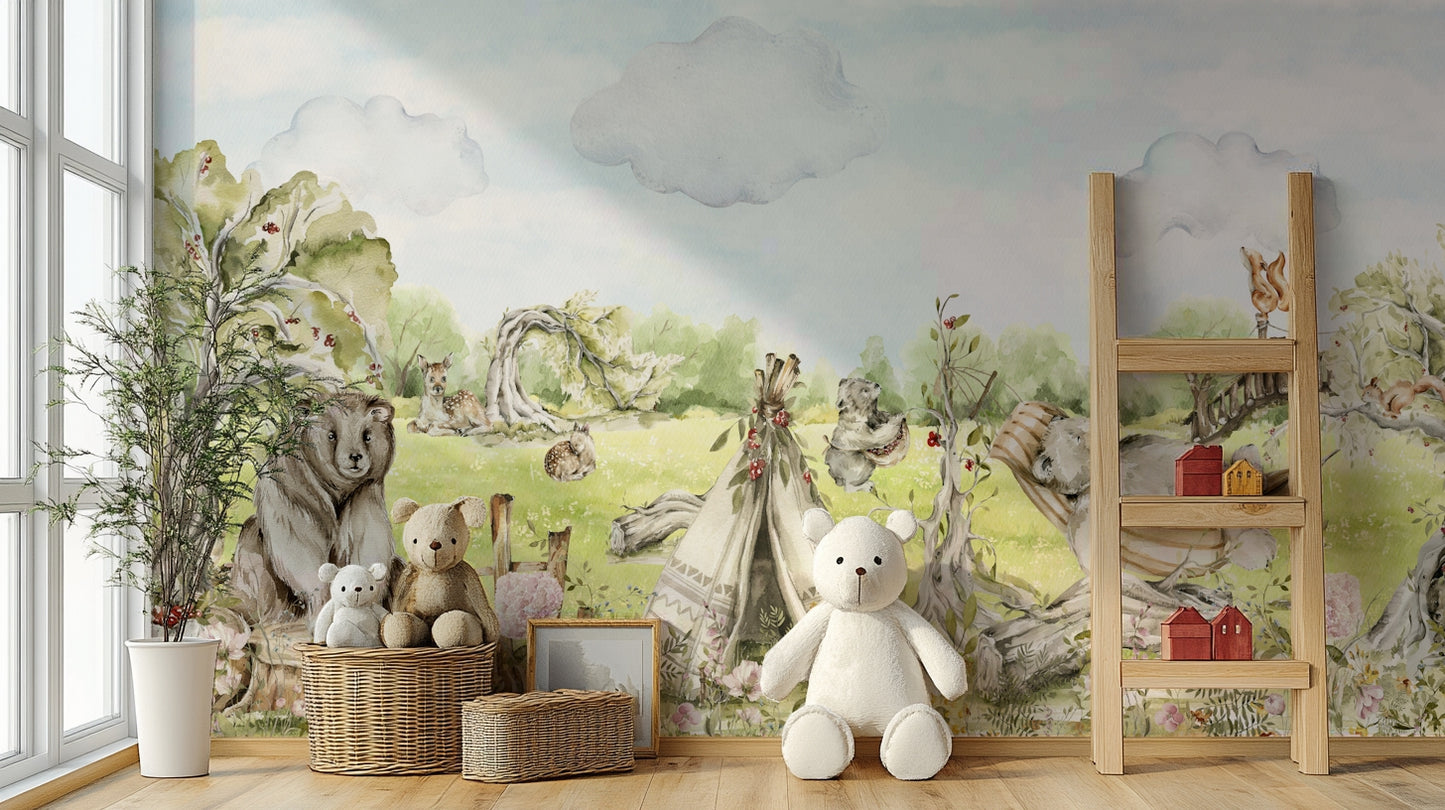Wall mural with nature and trees

