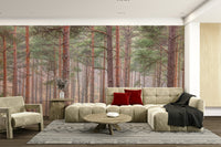 The room feels calm and quiet due to the serene landscape.

