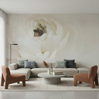 A peaceful botanical garden mural on decorative wallpaper.

