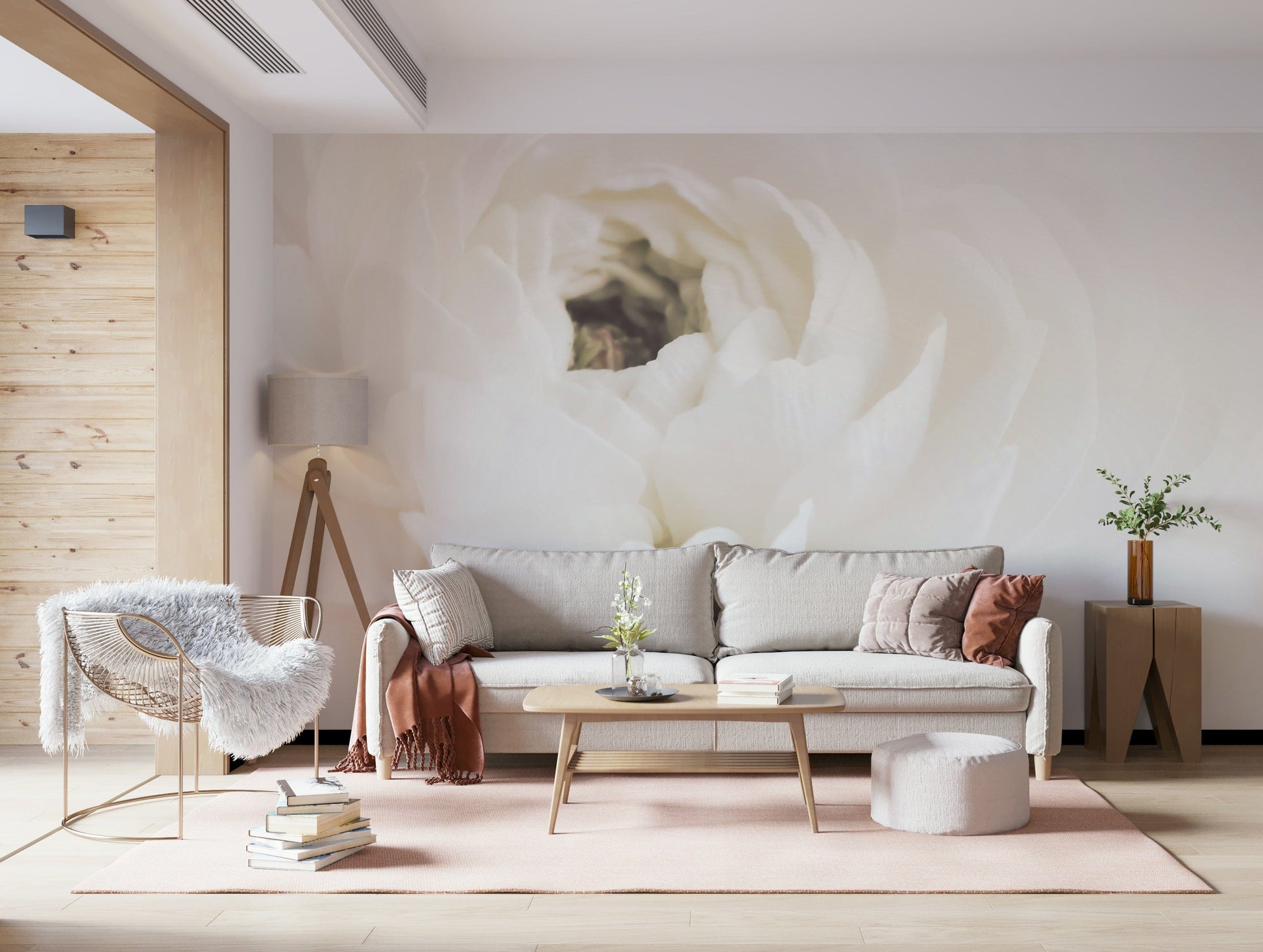 A tranquil subtle flower wall mural for your decor.

