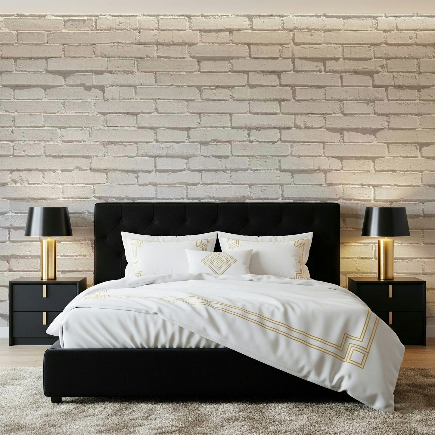 White brick texture wallpaper mural blending urban charm and minimalist design for timeless interiors.