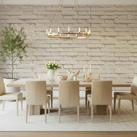 Wall mural combining clean white bricks and subtle mortar textures for stylish accent walls.
