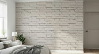 White brick wallpaper mural with subtle texture for living rooms, offices, or feature walls.