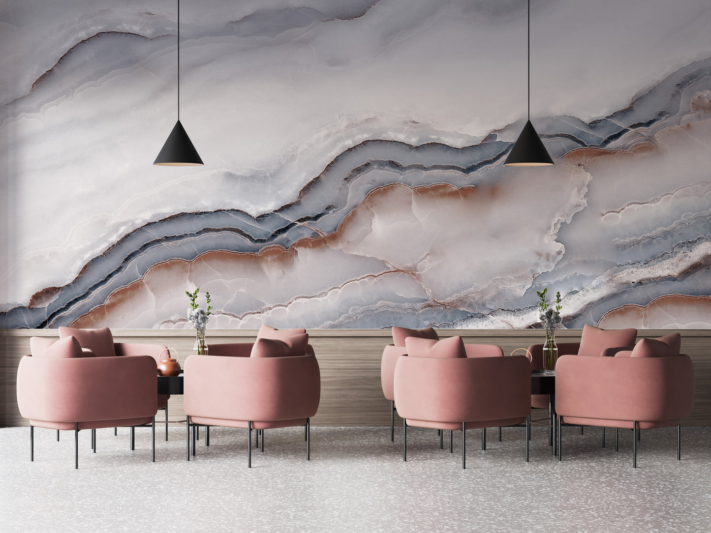 Striking White Clouded Marble Wallpaper Mural - Giffywalls