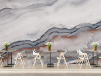 Striking White Clouded Marble Wallpaper Mural - Giffywalls