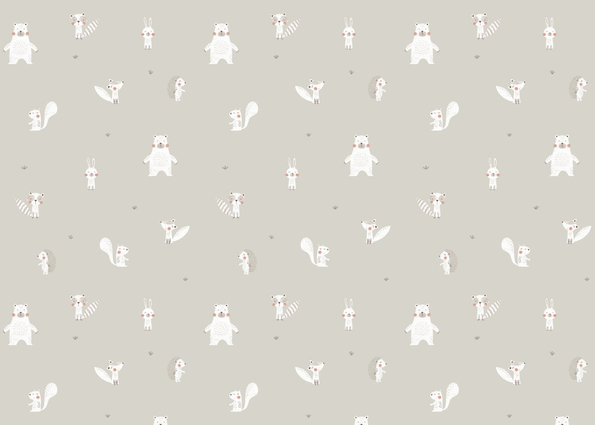 White Color Forest Animals Wallpaper in your room — zoomed