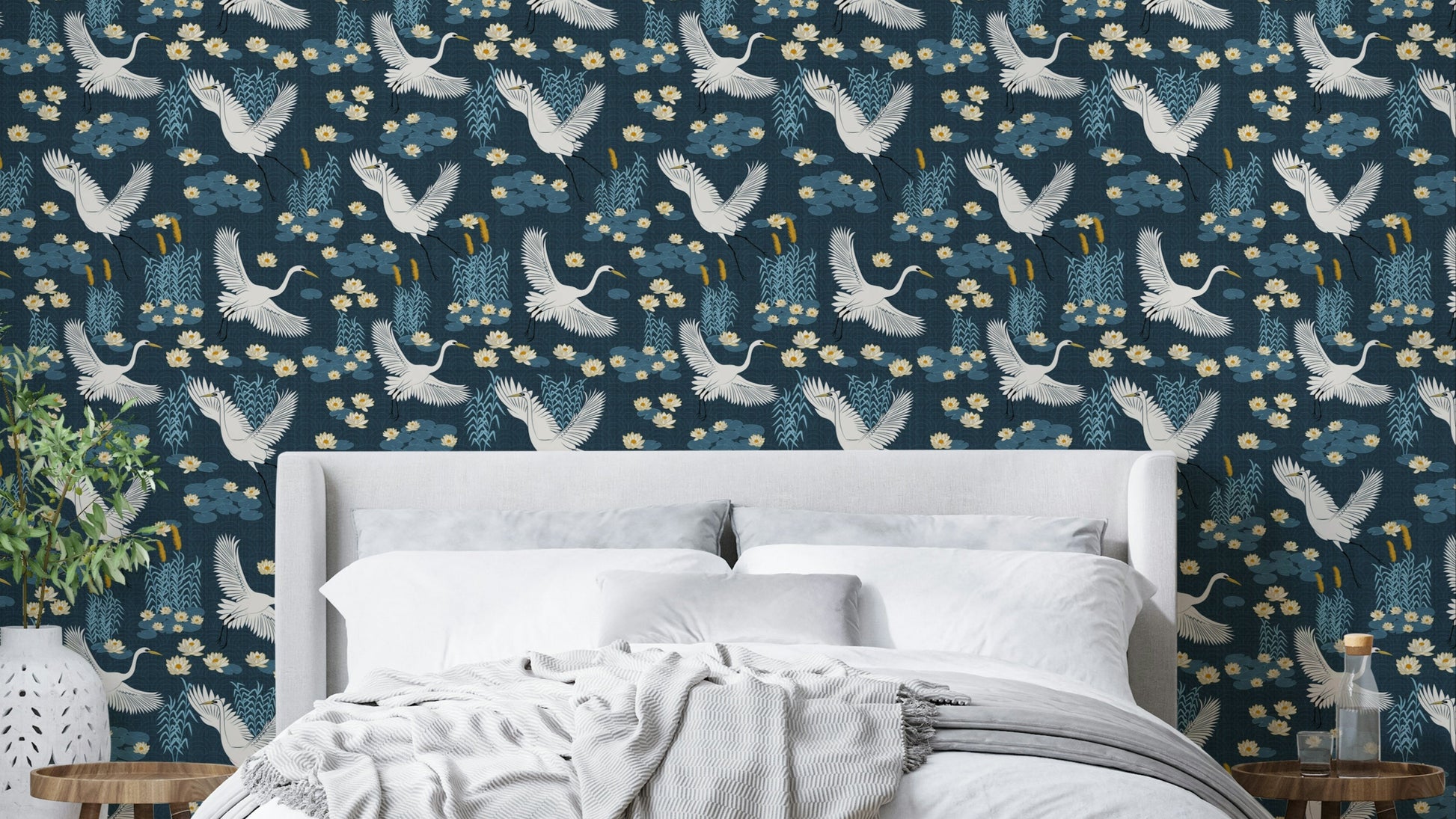 Coastal bird design with blue background

