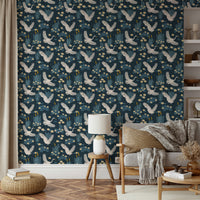 Nature wallpaper with birds in a lagoon

