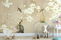Stick on magnolia flower wallpaper