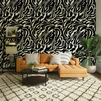 White Painted Lines classic mural wallpaper