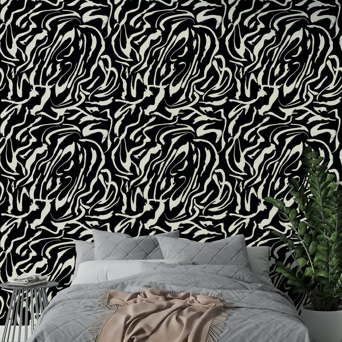 White Painted Lines elegant wall mural