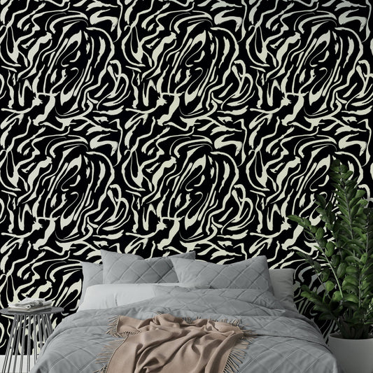 White Painted Lines elegant wall mural
