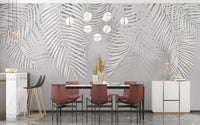 White Palm Leaves Concrete Texture Mural - Giffywalls