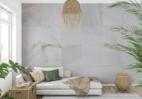 White Stone Blocks wall mural creating a sleek, elegant backdrop with subtle texture and depth.