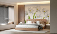 A classic floral wallpaper for walls with a tulip theme.

