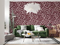 White Vines on Burgundy Wallpaper⁠