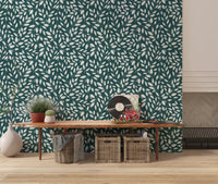White Vines on Teal Wallpaper⁠