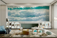 A graceful subtle pattern wall mural in bright, neutral tones.

