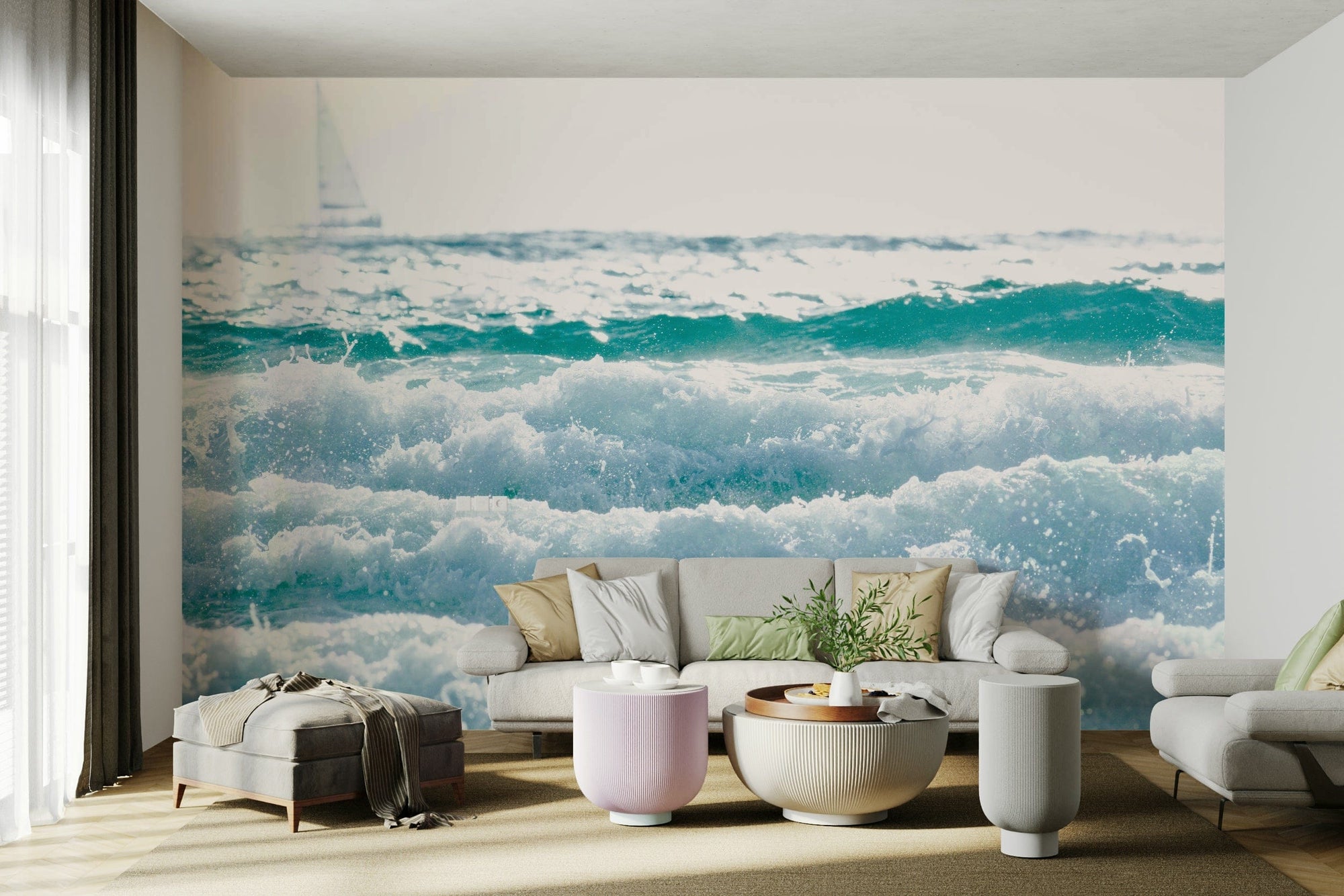 A beautiful subtle texture wallpaper mural in all white.

