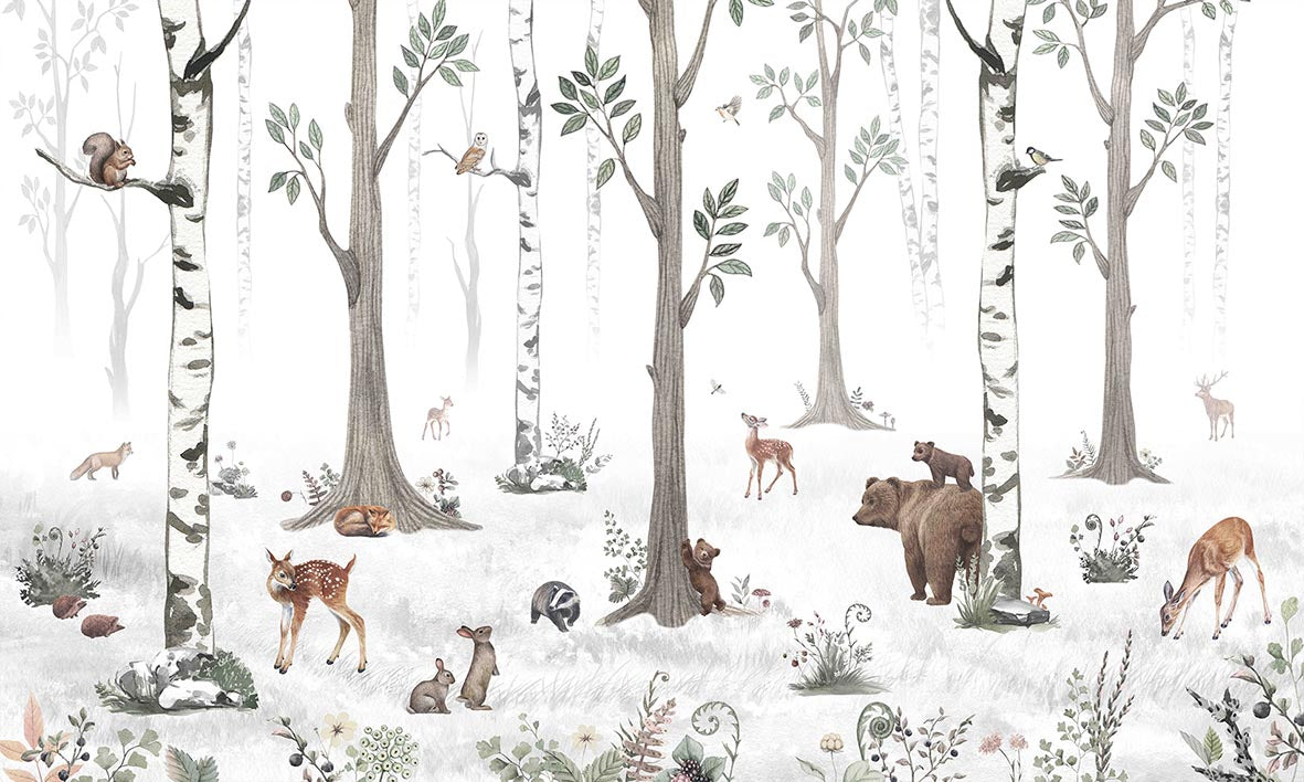 White Forest Wallpaper for Walls in your room — zoomed