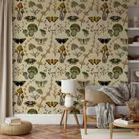Autumn meadow mural with soft floral texture

