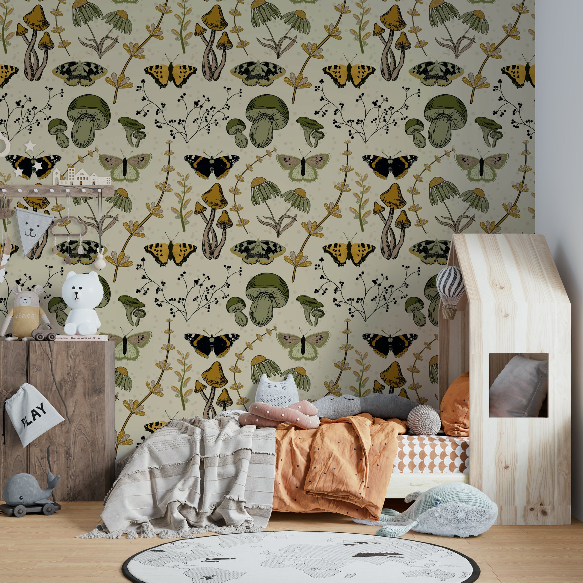 Golden field wallpaper for cozy home spaces

