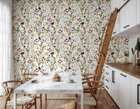 Peel and stick Wild Berry Bliss, cottagecore flowers, delicate white blooms.