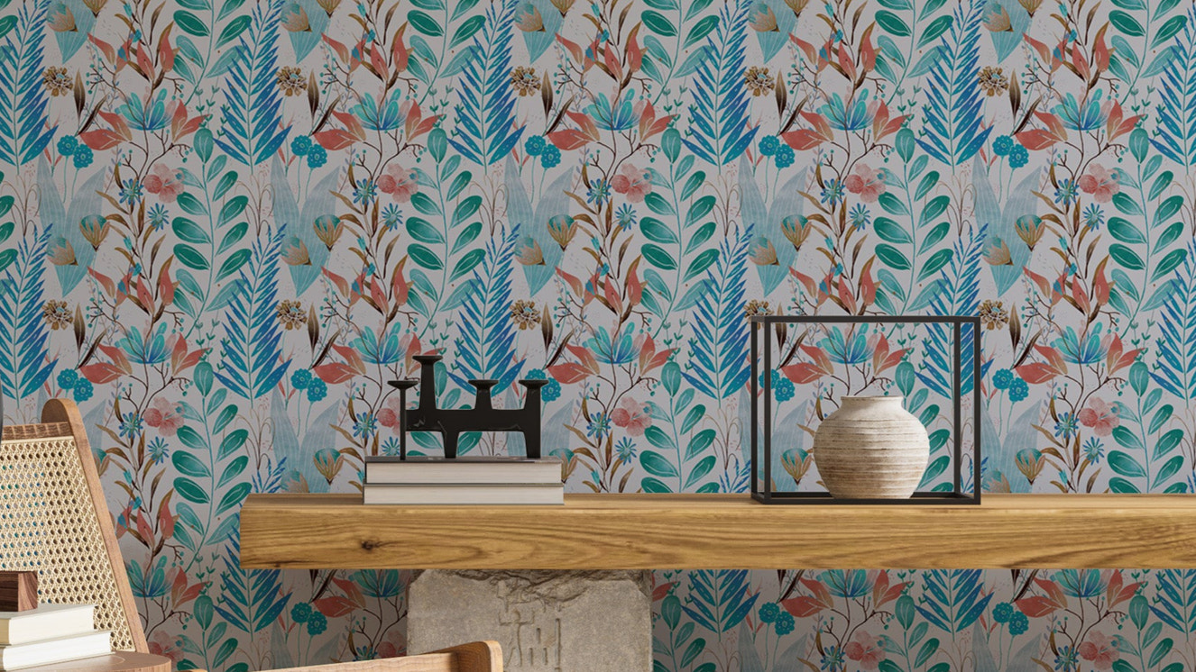 Wild Bloom Symphony Blue Wallpaper