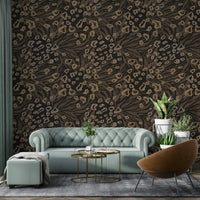 A peaceful tropical jungle mural on decorative wallpaper.

