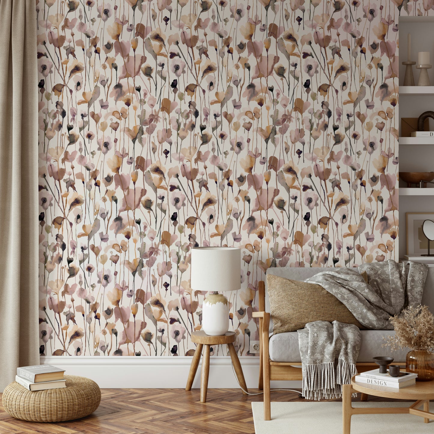 Calm, watercolor wildflower design perfect for bedrooms.

