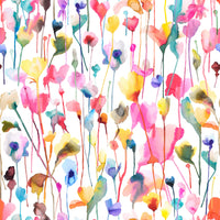 Wild Flowers Watercolor Pink Wallpaper providing a calm background in a creative workspace.