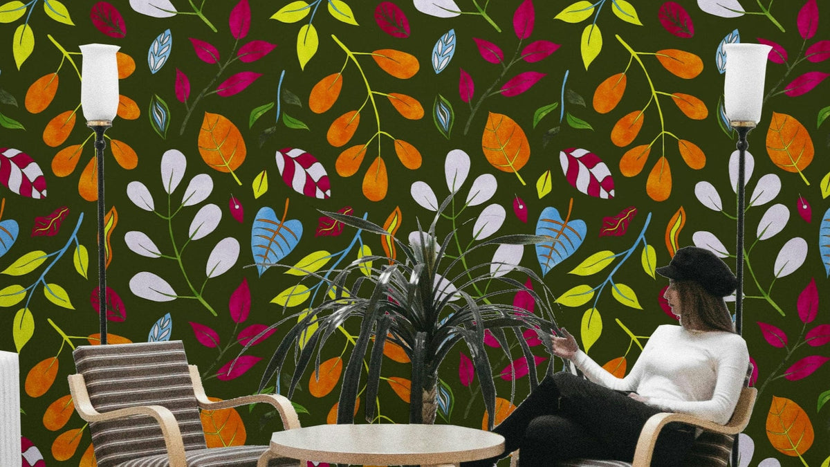 colorful wild garden forest green wallpaper

