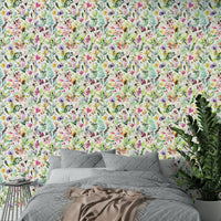 Green nature wallpaper with wild garden plants

